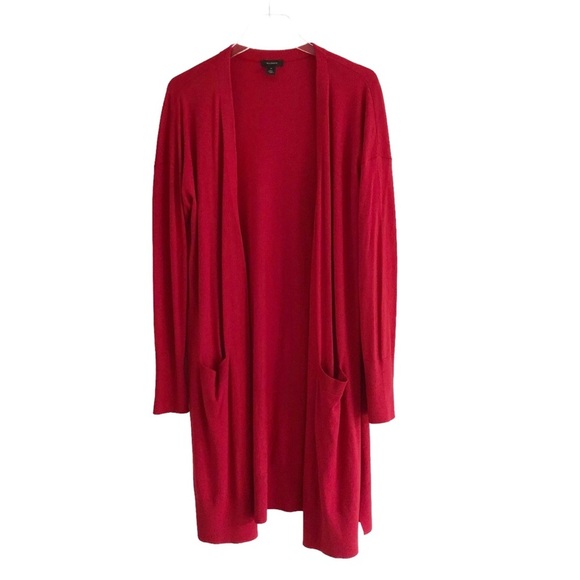 Halogen Red Sweater Long Line Duster Cardigan XL - Picture 4 of 11